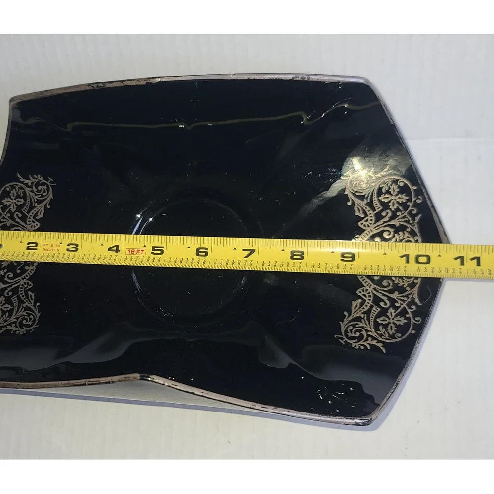 Vintage‎ 1940's Edwardian Style Sterling Silver Overlay Ebony Tri-Corner Bowl
